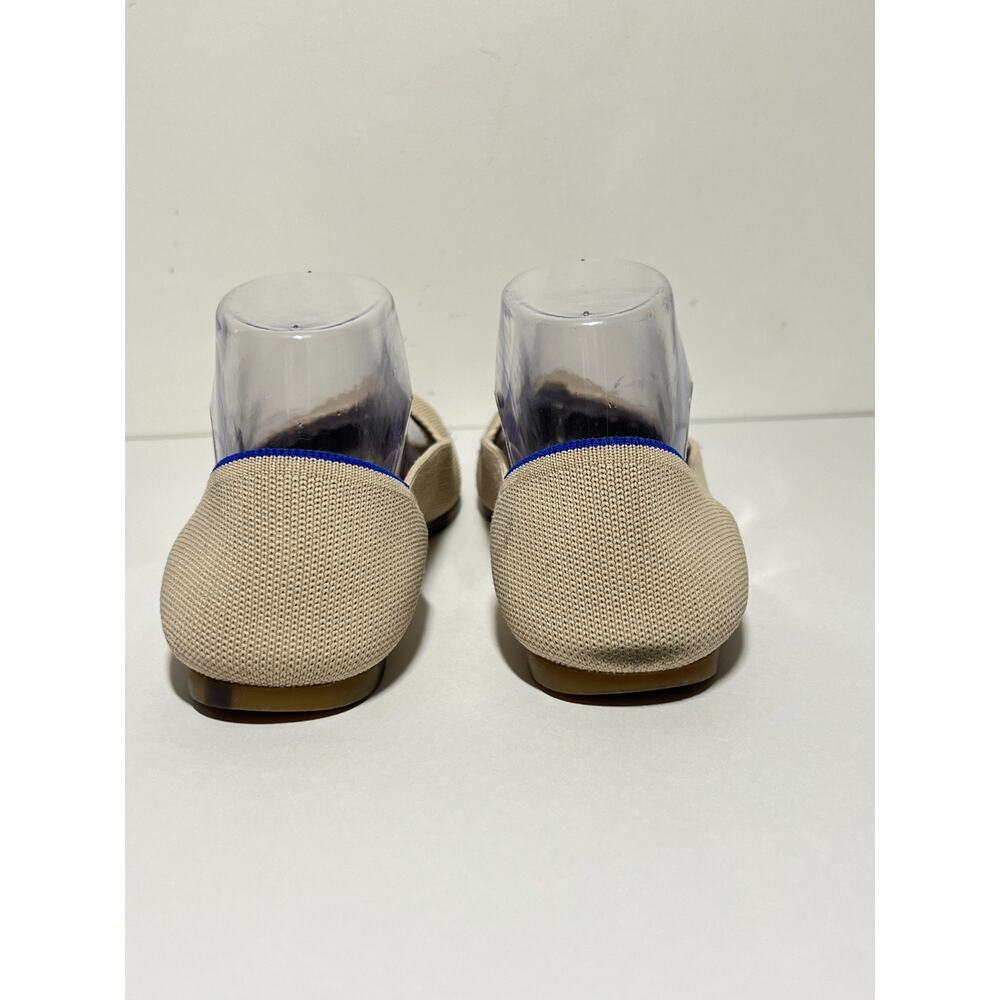 Pointed Toe Women's Flats in Beige with Subtle Blue Trim - Picture 4 of 7